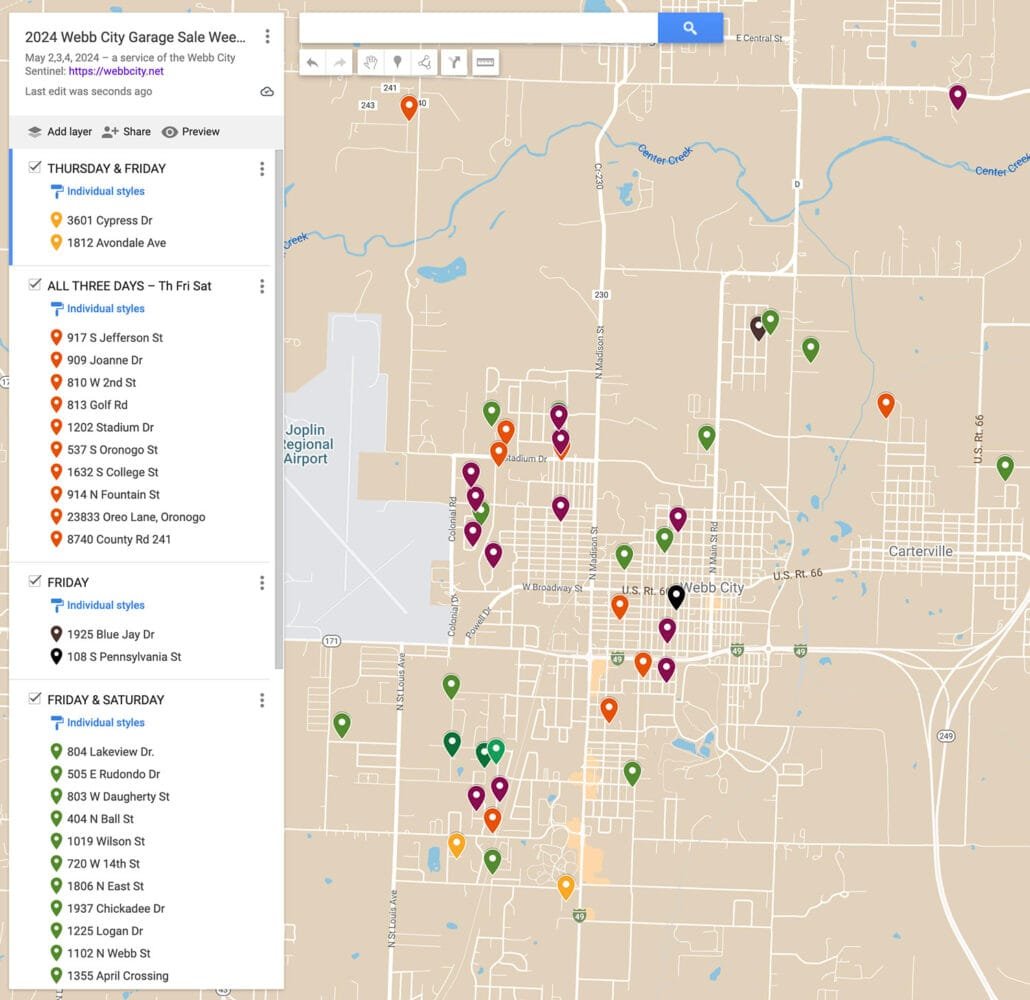 Citywide garage sale map includes 43 sales b City Sentinel
